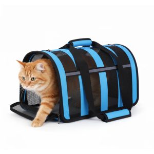 Pet Carrier Dog Cat Foldable Breathable Mesh Carrier with Handle Shoulder Strap 48.5 x 26 x 27cm Random Colours