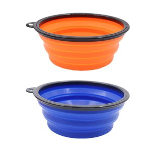 Collapsible Pet Bowl Dog Cat Portable Collapsible Water Drinking Bowl 17 x 15cm Random Colours