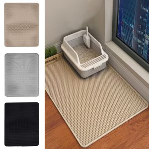 Double Layer Cat Litter Mat Non Slip Washable- Khaki