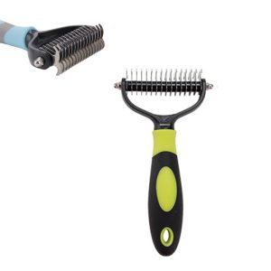 16 Teeth Double Sided Pet Cat Dog Hair Fur Shedding Trimmer Grooming - Yellow