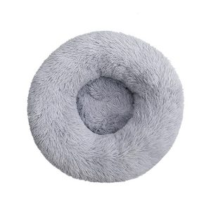 Cat Puppy Calming Plush Cushion Round Pet Bed without Removable and Washable Cover - Grey Diameter 50cm